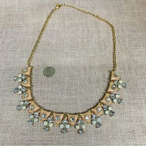 Gold Peach‎ Gray AB Crystal Geometric Necklace